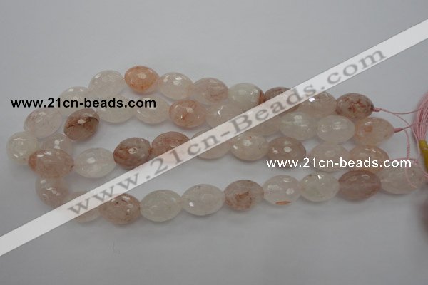 CPQ74 15.5 inches 15*20mm faceted rice natural pink quartz beads