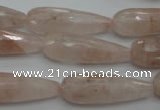 CPQ78 15.5 inches 10*30mm faceted teardrop natural pink quartz beads