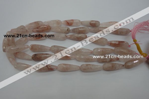 CPQ78 15.5 inches 10*30mm faceted teardrop natural pink quartz beads