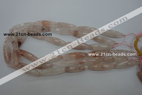 CPQ80 15.5 inches 10*35mm faceted rice natural pink quartz beads