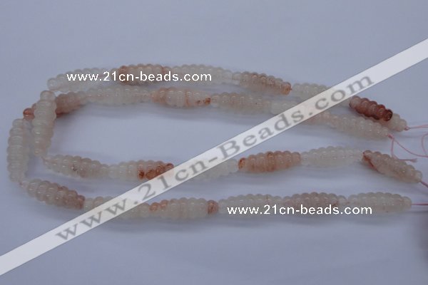 CPQ95 15.5 inches 10*30mm carved rice natural pink quartz beads