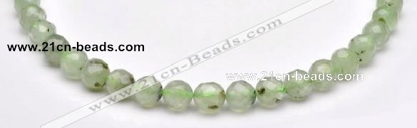 CPR06 A- grade 10mm faceted round natural prehnite stone beads