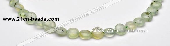 CPR07  A grade 10mm flat round natural prehnite gemstone beads