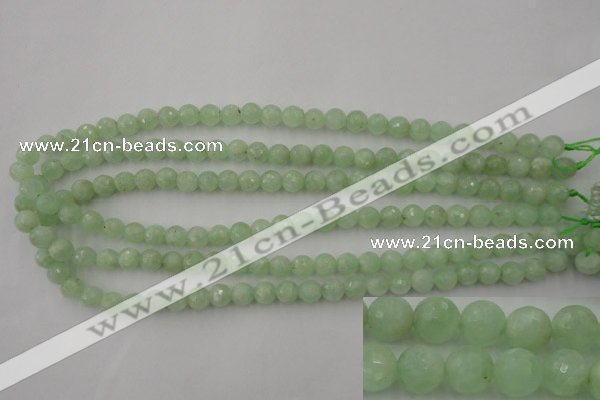 CPR111 15.5 inches 6mm faceted round natural prehnite beads wholesale