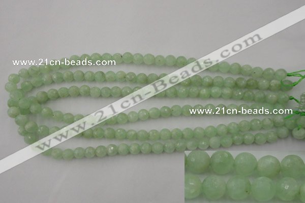 CPR112 15.5 inches 8mm faceted round natural prehnite beads wholesale