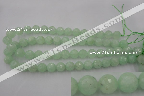 CPR115 15.5 inches 14mm faceted round natural prehnite beads wholesale