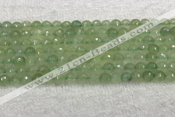 CPR415 15.5 inches 6mm faceted round natural prehnite beads