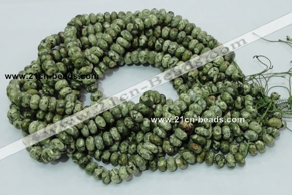 CPS02 15.5 inches 6*10mm rondelle green peacock stone beads wholesale