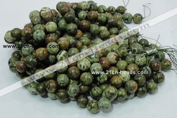 CPS07 15.5 inches 16mm round green peacock stone beads wholesale