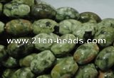 CPS10 15.5 inches 8*12mm rice green peacock stone beads wholesale