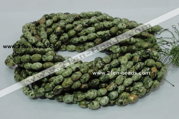 CPS10 15.5 inches 8*12mm rice green peacock stone beads wholesale