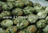 CPS11 15.5 inches 10*14mm rice green peacock stone beads wholesale