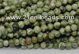 CPS110 15.5 inches 4mm round green peacock stone beads wholesale