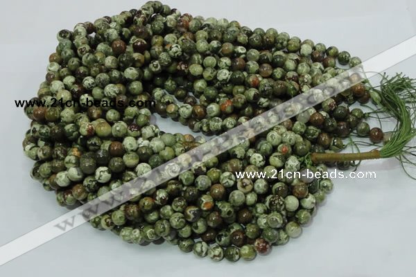 CPS111 15.5 inches 10mm round green peacock stone beads wholesale