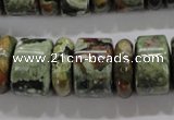 CPS115 15.5 inches 6*18mm & 12*18mm rondelle green peacock stone beads