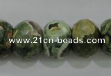 CPS125 15.5 inches 15*20mm faceted rondelle green peacock stone beads