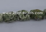 CPS131 15.5 inches 10*15mm faceted nuggets green peacock stone beads