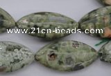 CPS140 15.5 inches 15*30mm marquise green peacock stone beads