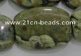 CPS144 15.5 inches 25*35mm rectangle green peacock stone beads