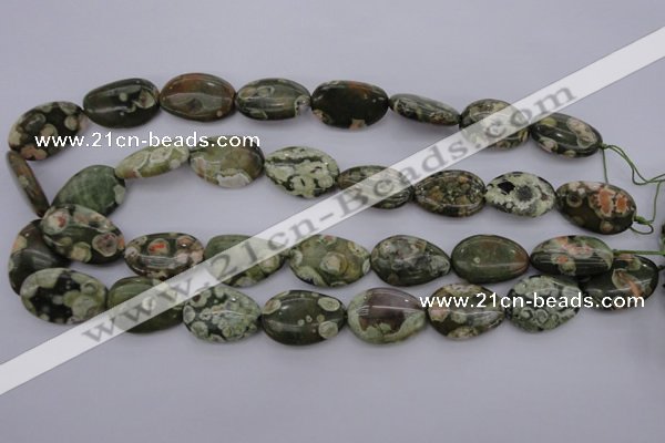 CPS148 15.5 inches 18*25mm freeform green peacock stone beads