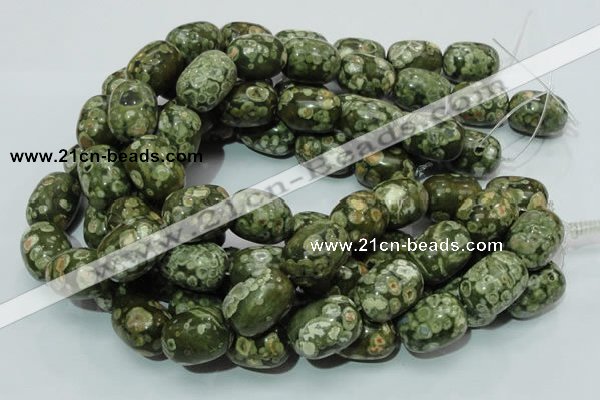 CPS17 15.5 inches 18*24mm egg-shaped green peacock stone beads