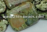 CPS29 15.5 inches 30*40mm rectangle green peacock stone beads