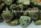 CPS32 15.5 inches 16*16mm triangle green peacock stone beads