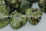 CPS33 15.5 inches 20*20mm triangle green peacock stone beads