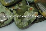 CPS34 15.5 inches 30*30mm triangle green peacock stone beads