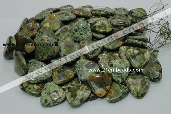 CPS34 15.5 inches 30*30mm triangle green peacock stone beads