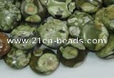 CPS36 15.5 inches 12mm flat round green peacock stone beads