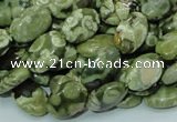 CPS42 15.5 inches 8*12mm oval green peacock stone beads wholesale