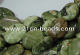 CPS44 15.5 inches 12*16mm oval green peacock stone beads wholesale