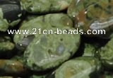 CPS46 15.5 inches 15*30mm oval green peacock stone beads wholesale