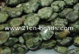 CPS47 15.5 inches 8*12mm flat teardrop green peacock stone beads