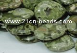 CPS48 15.5 inches 18*25mm flat teardrop green peacock stone beads