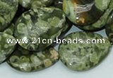 CPS49 15.5 inches 22*30mm flat teardrop green peacock stone beads