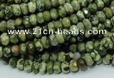 CPS51 15.5 inches 4*6mm faceted rondelle green peacock stone beads