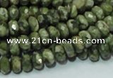 CPS52 15.5 inches 5*8mm faceted rondelle green peacock stone beads