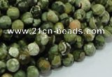 CPS56 15.5 inches 8mm faceted round green peacock stone beads