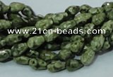 CPS62 15.5 inches 6*8mm faceted teardrop green peacock stone beads