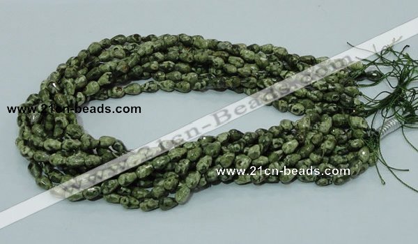 CPS62 15.5 inches 6*8mm faceted teardrop green peacock stone beads