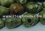 CPS65 15.5 inches 15*20mm faceted teardrop green peacock stone beads