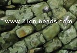 CPS79 15.5 inches 13*18mm faceted rectangle green peacock stone beads