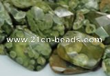 CPS80 15.5 inches 15*20mm faceted rectangle green peacock stone beads