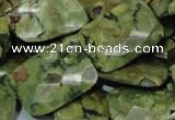 CPS81 15.5 inches 18*25mm faceted rectangle green peacock stone beads