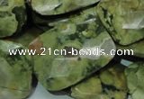 CPS82 15.5 inches 22*30mm faceted rectangle green peacock stone beads