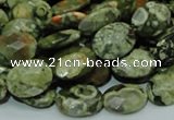 CPS90 15.5 inches 14*18mm faceted oval green peacock stone beads