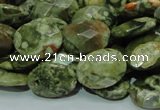 CPS91 15.5 inches 16*20mm faceted oval green peacock stone beads