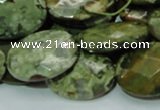 CPS92 15.5 inches 18*25mm faceted oval green peacock stone beads